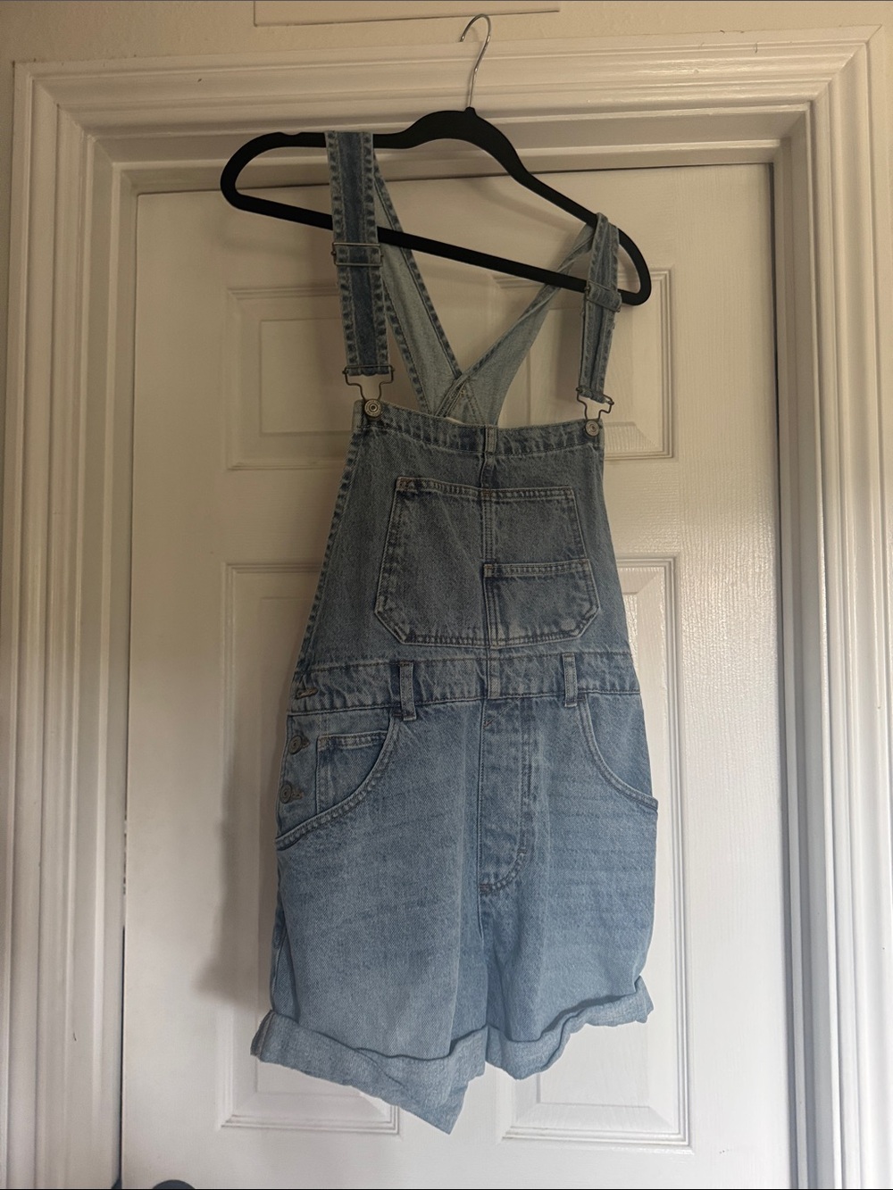 Free People Light Blue Denim Short Overalls
